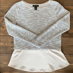 WHBM Woven Top with Semi-Sheer Shell